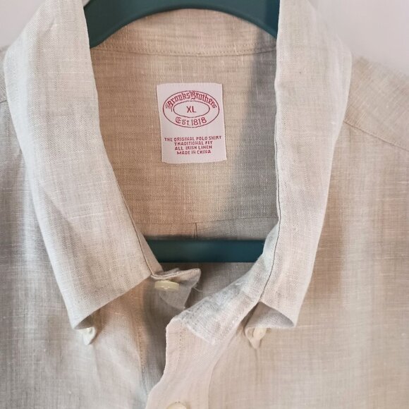 Brooks Brothers XL Irish Linen Long Sleeve Button Down Polo Dress Shirt - Picture 4 of 4